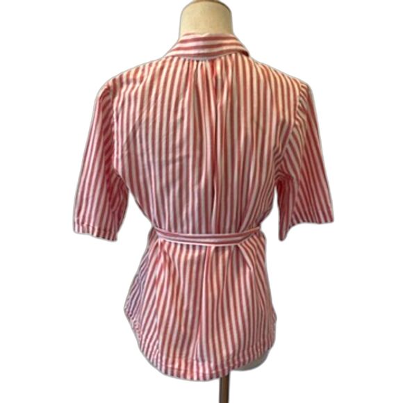 Anthropologie Isabelle Sinclair Wellesley Red White Striped Belted Top Small - Picture 4 of 11